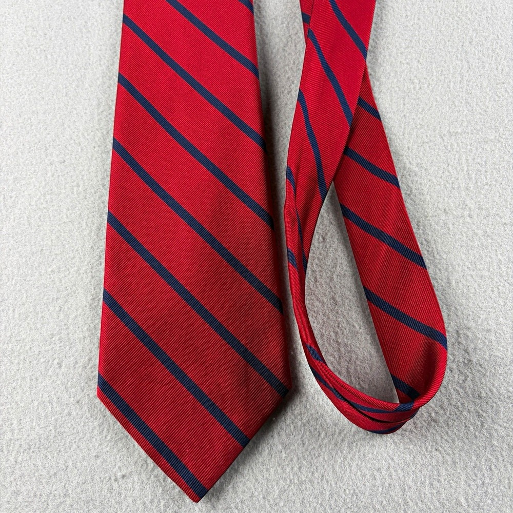 Vintage Brooks Brothers Makers XL Tie Red Navy Stripe Pure Silk USA 64in